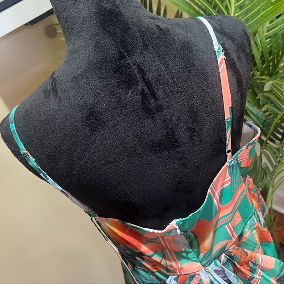 PrettyLittleThing Peach Fruit Print Chiffon Strappy Draped Midi Dress US 12 - Picture 10 of 10